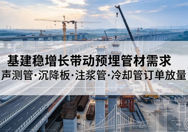 天祝基建稳增长带动预埋监测管材需求，声测管、沉降板、注浆管订单持续放量